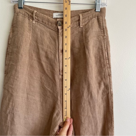 Zara wide leg linen pants trousers high rise blogger fave europe minimalist work - Picture 11 of 13